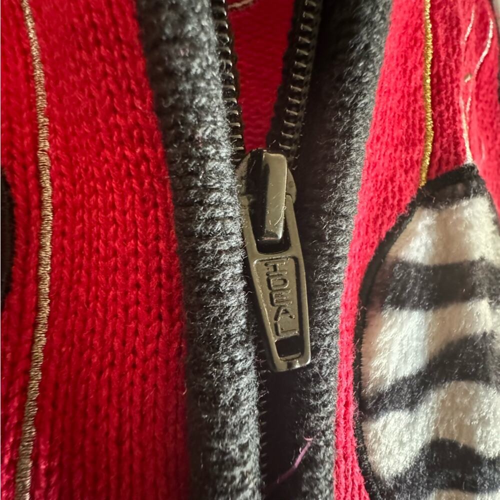Animal Print Cheetah Zebra Christmas Ornament Zipper Sweater Vest Small Vintage - Picture 10 of 11